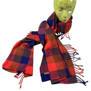 Coach Red and Blue Plaid Scarf